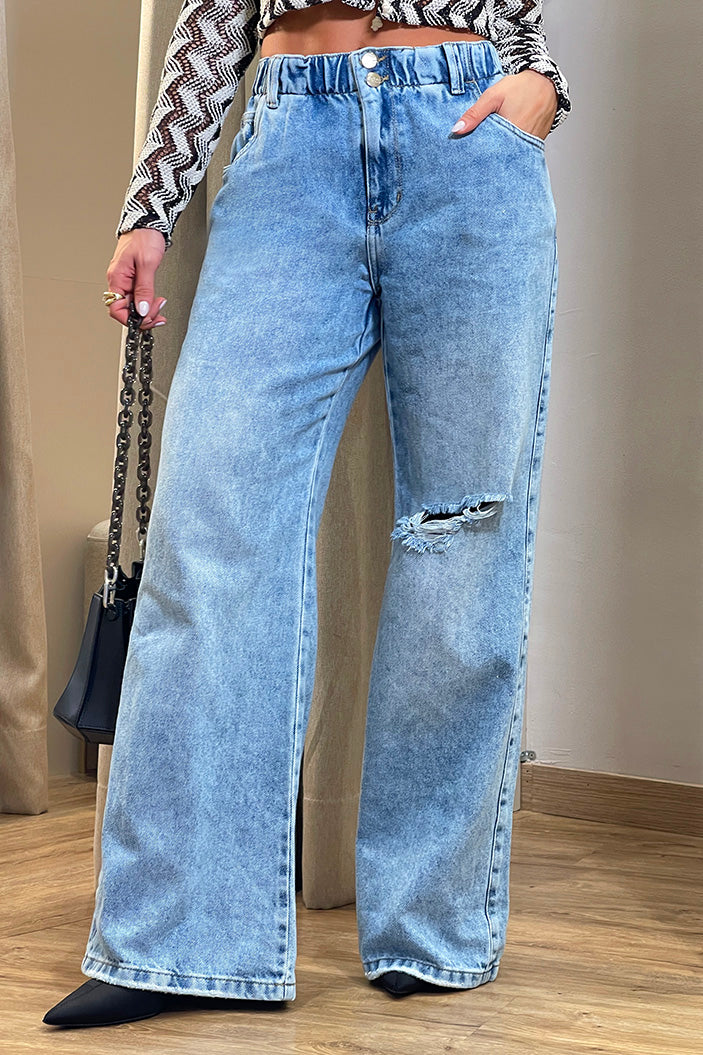 Pantalón Jens SIK33056 para mujer de mezclilla con diseño de cintura elástica dyaboo color azul 3