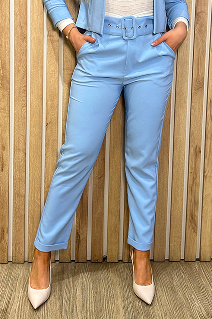 Pantalón con correa clásico para mujer dyaboo 5890035 azul 3