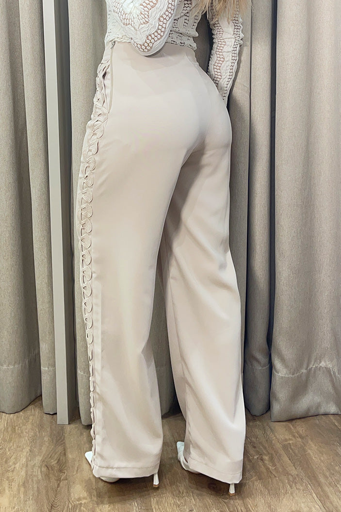 Pantalón silueta recta Df06116 para mujer color beige 2