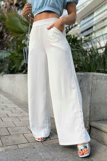 Pantalon chalis crudo blanco DF06079 para mujer Dyaboo