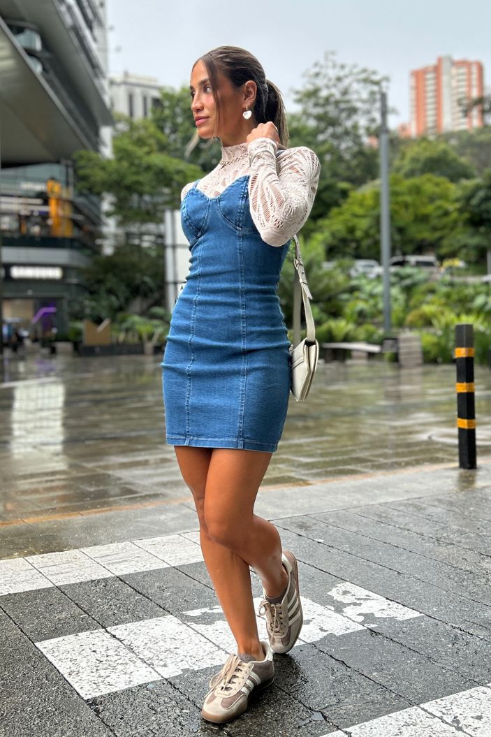 Vestido Corto Tiras Indigo DF09133 para mujer dyaboo