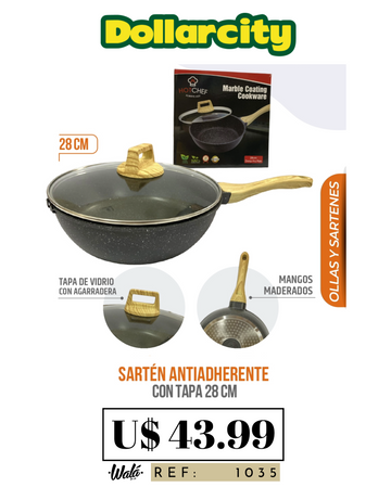 1035 - Sarten Antiadherente Con Tapa 28cm