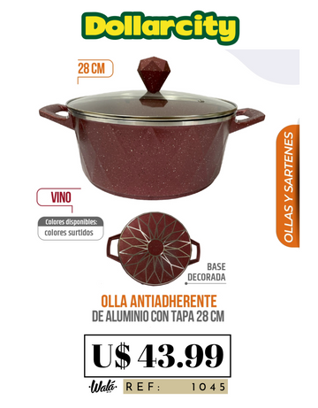 1045 - Olla Antiadherente Con Tapa 28cm