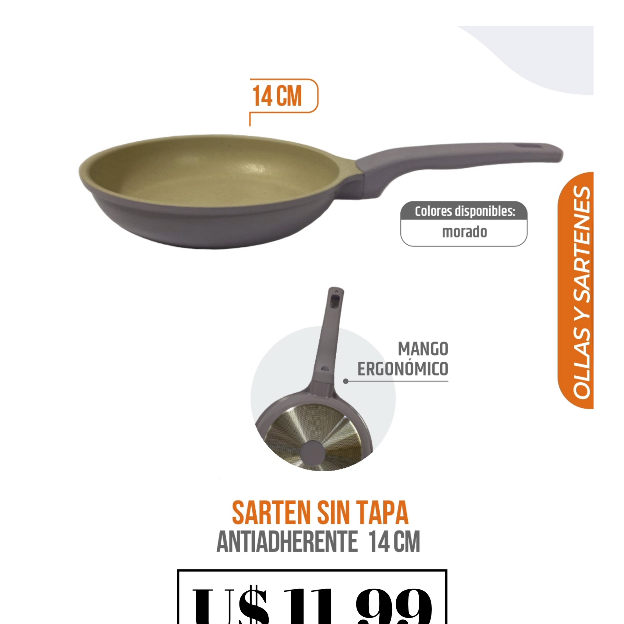 1053 - Sarten Sin Tapa Antiadherente 14cm